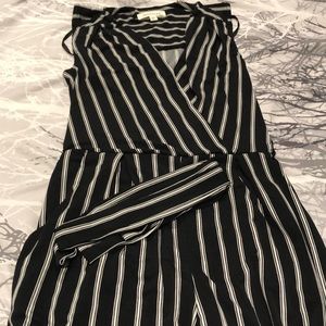 Black and white monteau romper with belt